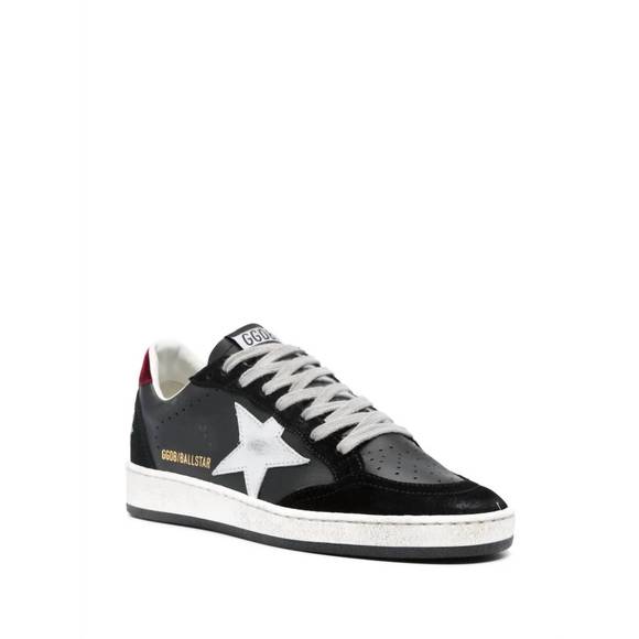 NEW GOLDEN GOOSE women's ball star sneakers in black/silver/deep red - Picture 2 of 4